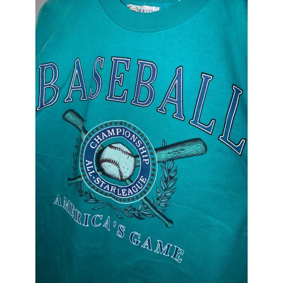 Players by Van Heusen Baseball Championship All Star League T Shirt Medium Teal - Picture 2 of 5